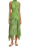 Alemais Phyllis Twist Front Pleat Dress In Acid Green | ModeSens