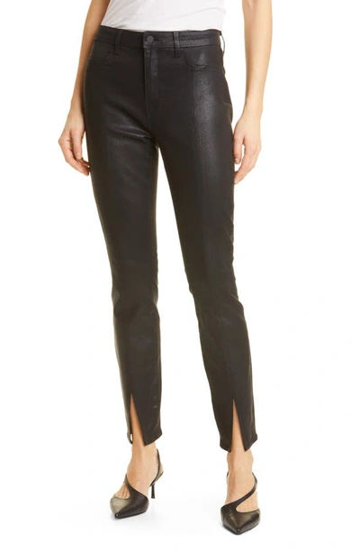 L Agence Lagence Jyothi High Rise Skinny Jeans In Noir Coated