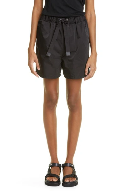 Moncler High-waisted Drawstring Shorts In Black