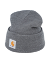 Carhartt Mens Grey Heather Acrylic Watch Brand-patch Beanie Hat In Lead