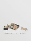 BURBERRY BURBERRY CHECK AND LEATHER SNEAKERS