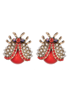 Eye Candy Los Angeles Red Beetle Stud Earrings In Red