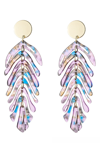 EYE CANDY LOS ANGELES LINDSAY PURPLE LEAF DROP EARRINGS