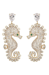 Eye Candy Los Angeles Pavé Cz Seahorse Drop Earrings In Gold
