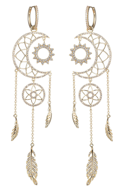 Eye Candy Los Angeles The Luxe Collection Dreamcatcher Indio Cubic Zirconia Dangle Earrings In Gold