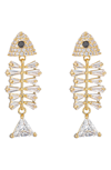 EYE CANDY LOS ANGELES PAVE CZ FISH EARRINGS