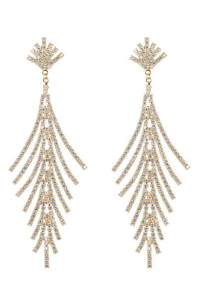 Eye Candy Los Angeles Cynthia Cz Fringe Drop Earrings In Gold