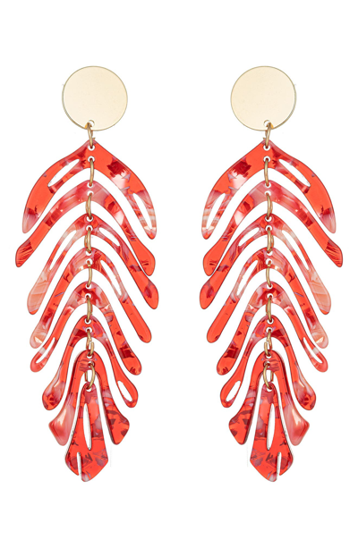 Eye Candy Los Angeles Lindsay Red Leaf Drop Earrings