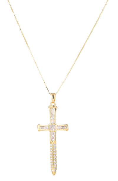 Eye Candy Los Angeles Amari Cross Necklace In Gold