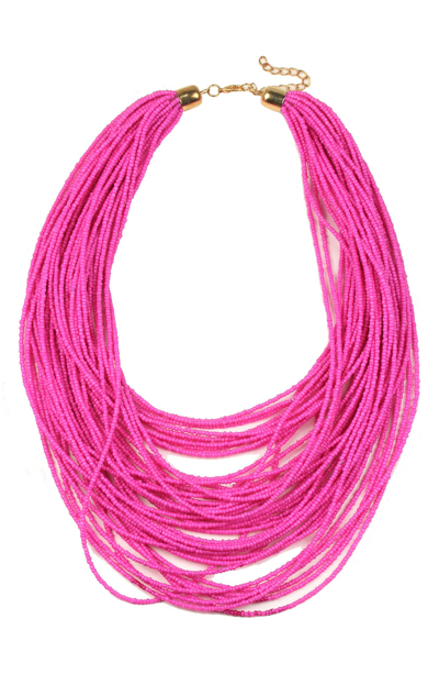 Eye Candy Los Angeles Beaded Layered Necklace In Pink