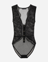 DOLCE & GABBANA LACE BODYSUIT WITH PLUNGING NECKLINE