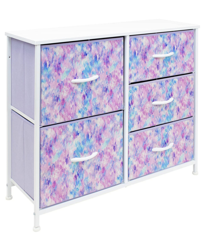 Sorbus 5 Drawers Chest Dresser In Tie-dye Purple