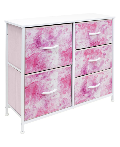 Sorbus 5 Drawers Chest Dresser In Pink