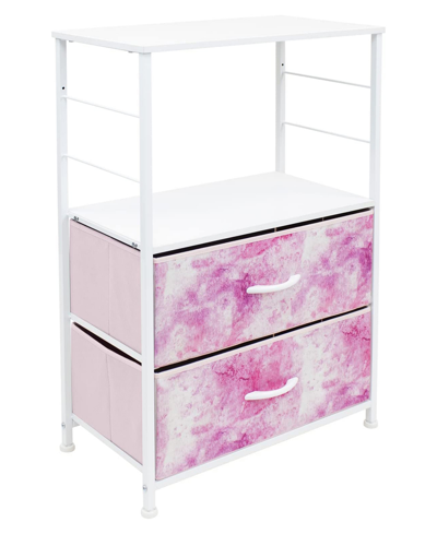 Sorbus 2 Drawer End Table In Tie-dye Pink