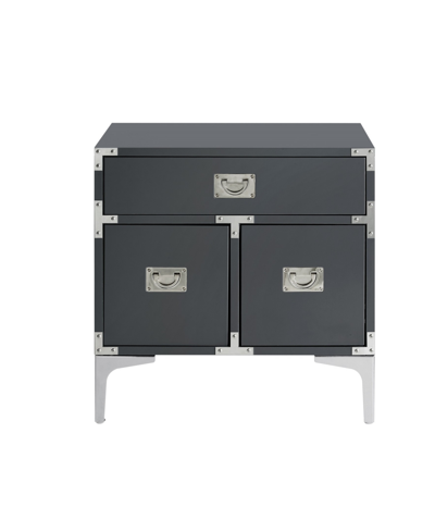 Inspired Home Marco Lacquer Metal Leg Nightstand In Dark Gray