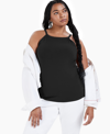 Aveto Trendy Plus Size Halter Tank Top In Mallard Green