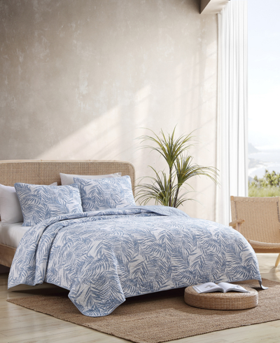 Tommy Bahama Home Closeout!  Palmday Cotton Reversible 2 Piece Quilt Set, Twin In Blue Canal
