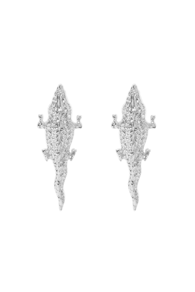 Natia X Lako Silver Crocodile Earrings