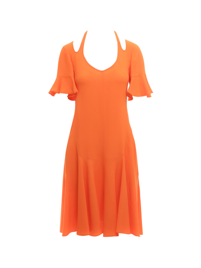 Stella Mccartney Viscose Midi Dress With Cut-out Details - Atterley In Orange