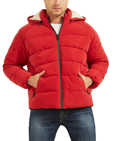 Guess Men s Bomber Jacket With Reflective Logo Detailing In Red ModeSens