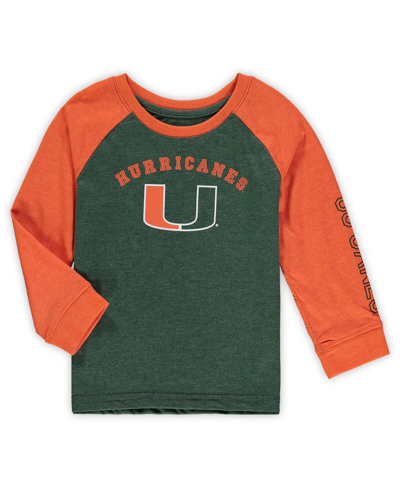 Colosseum Babies' Boys And Girls Toddler  Heathered Green Miami Hurricanes Long Sleeve Raglan T-shirt