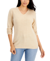 KAREN SCOTT LUXSOFT CABLE-KNIT V-NECK SWEATER, CREATED FOR MACY'S