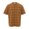 Jw Anderson Cotton T-shirt With All-over Contrasting Logo Print In Tobacco