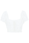 Dolce & Gabbana Ruffled Smock Cropped Cotton Top In White