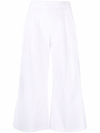 Ermanno Scervino White Cropped Wide-leg Trousers In White