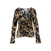 Ganni Silk Stretch Satin U-neck Fitted Blouse In Black