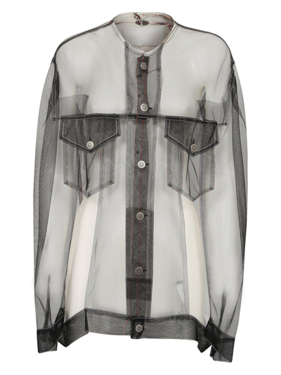 Maison Margiela Transparent Shirt With Stitching - Atterley In Black