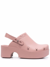 Xocoi Pink Recycled Rubber Clogs With Logo In Clear Blue