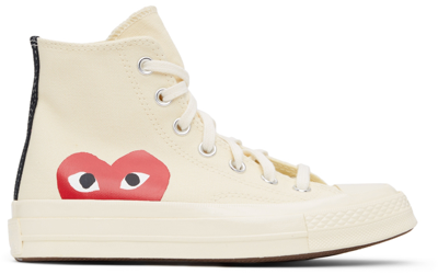 COMME DES GARÇONS PLAY BEIGE CONVERSE EDITION HALF HEART CHUCK 70 HIGH SNEAKERS
