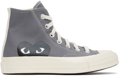 Comme Des Garçons Play Grey Converse Edition Half Heart Chuck 70 High Sneakers