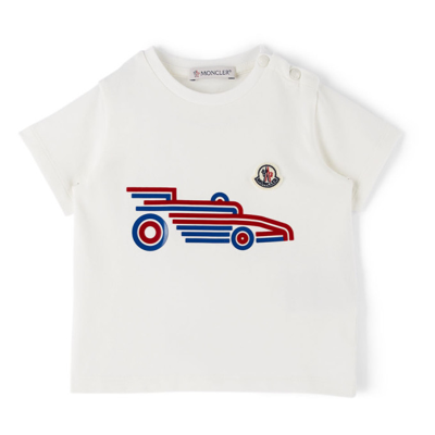 Moncler Baby Off-white Car Graphic T-shirt In 034 Beige