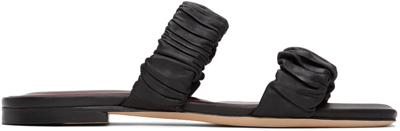 Staud Maya Ruched-detail Sandals In Black