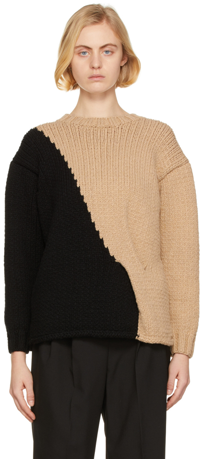 Partow Mia Two-tone Cashmere Sweater In Black
