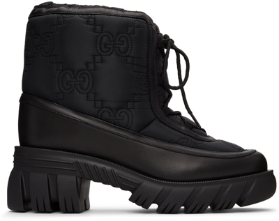 Gucci Gg-embroidered Shell Ankle Boots In Black