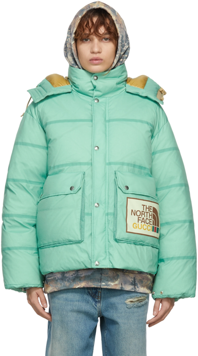 Gucci Green The North Face Edition Down Nylon Froisse Jacket In Malachite Green