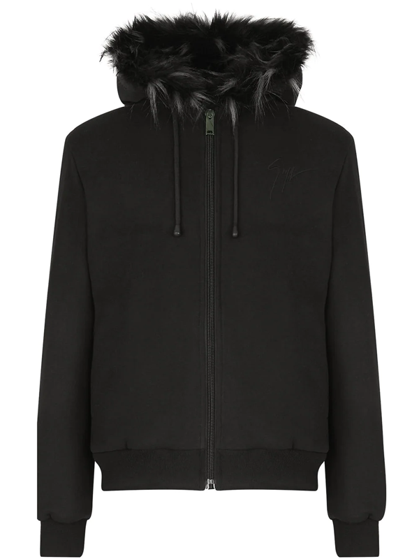 Giuseppe Zanotti flocked-logo varsity bomber jacket - Black
