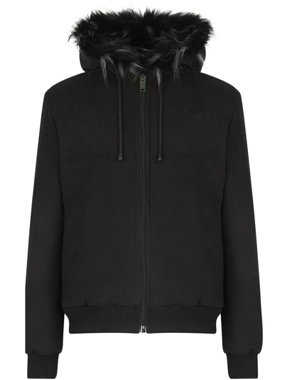 Giuseppe Zanotti Robin Faux-fur Hooded Jacket In Black