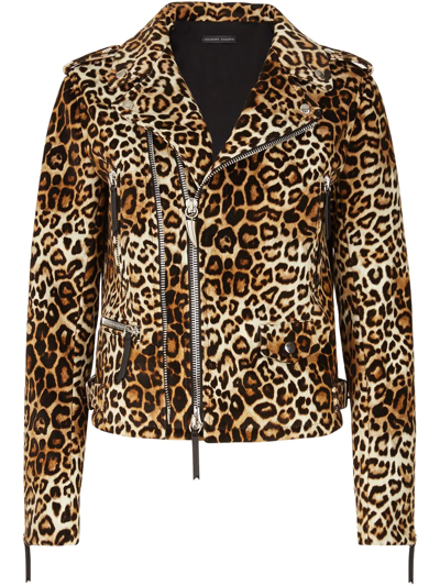 Giuseppe Zanotti Amelia Leopard-print Biker Jacket In Brown