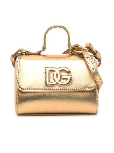 Dolce & Gabbana Teen Metallic Leather Tote Bag In Gold