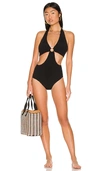 Hunza G Ursula Black Cut-out Seersucker Swimsuit In Black