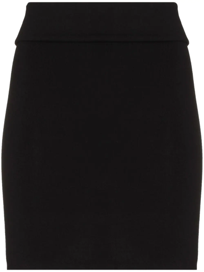 St Agni Folded-waist Knitted Miniskirt In Black