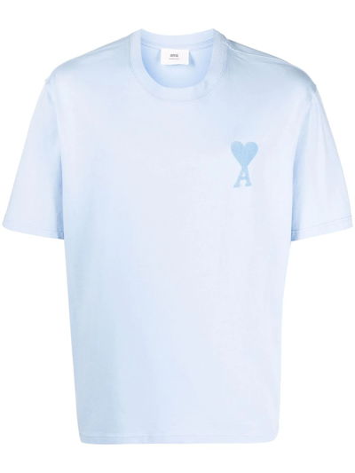 Ami Alexandre Mattiussi Ami De Coeur Organic Cotton T-shirt In Blue
