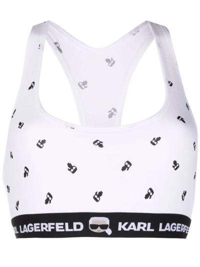 Karl Lagerfeld Ikonik Logo Bralette In White