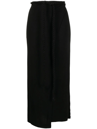 Dion Lee Belted Stretch-knit Midi Wrap Skirt In Black