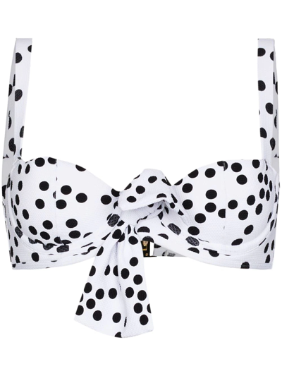 Alexandra Miro Clara Polka-dot Bikini Top In White