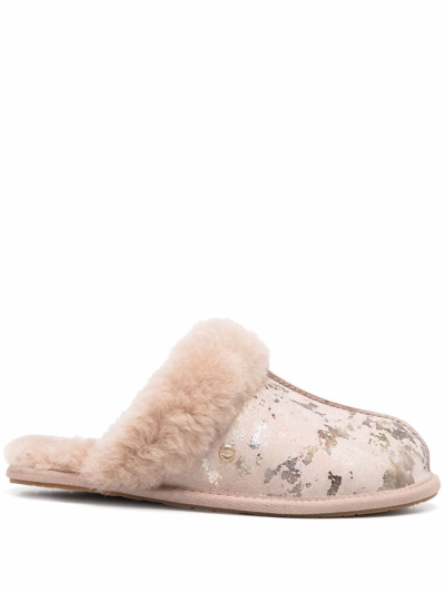 Ugg Shearling-trim Slip-on Slippers In Neutrals